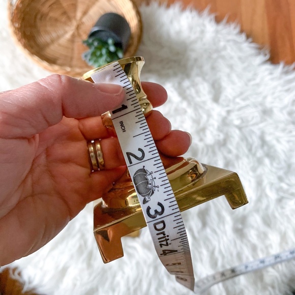 Set of 3 - Vintage MCM Gold Brass Candle Sticks - Picture 6 of 7